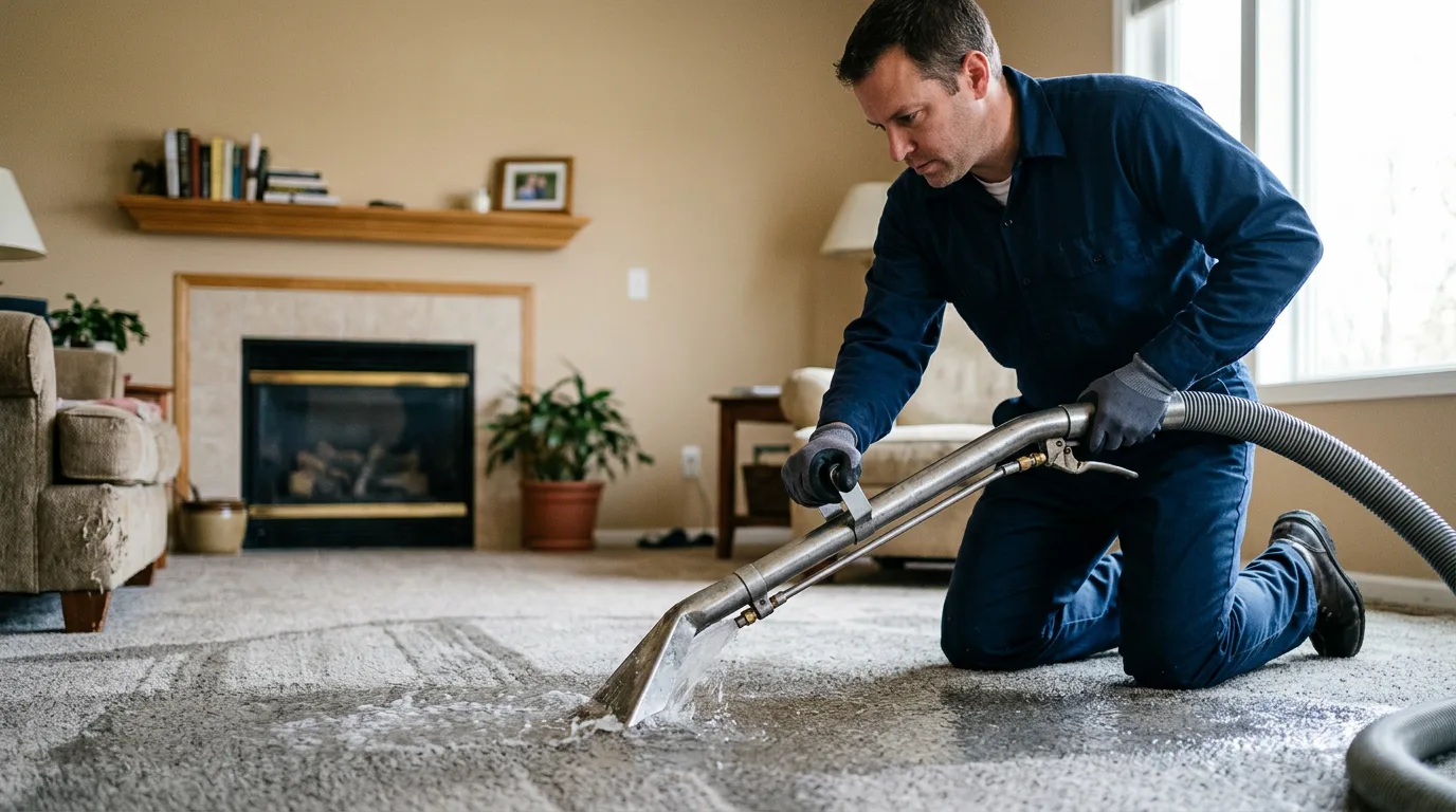 Water damage restoration technician working near Deane, KY